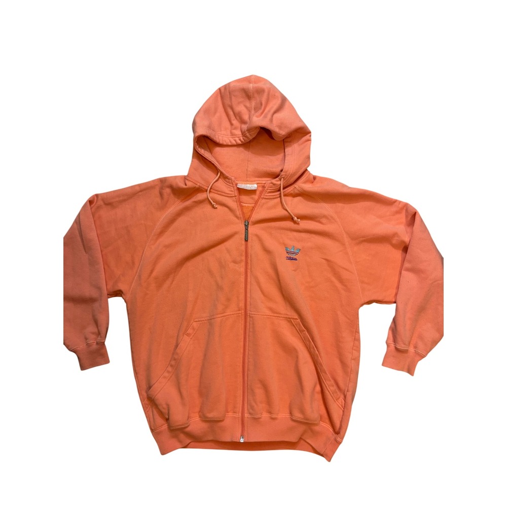 Vintage 90s Adidas Originals Trefoil Full Zip Hoodie Orange Greece Retro Mens S